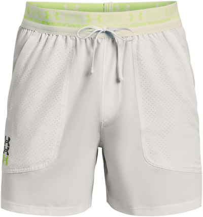 Pantallona të shkurtra vrapimi Under Armour Run Anywhere për meshkuj, materiale elastike, me rrjetë të brendshme, gri