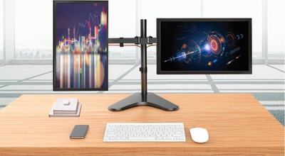 Mbajtëse tavoline për monitor Techly ICA-LCD-2524, për 2 ekrane 13-32", me qëndrim, e zezë