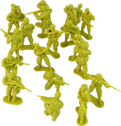 Set lodrash ushtarë plastikë “Military”, 40 copa, 5 cm, jeshil edhe verdhë