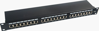Panel rrjeti Microconnect PP-007, 24 porta, Cat.6 FTP, 1U, i zi