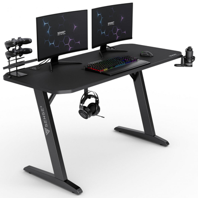 Tavolinë gaming SENSE7 Nomad Classic, 140x60 cm, me mbajtëse kufjesh, e zezë