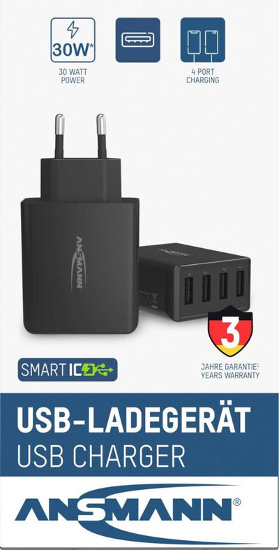 Karikues Ansmann HC430, 4x USB-A , 3 A, 30 W