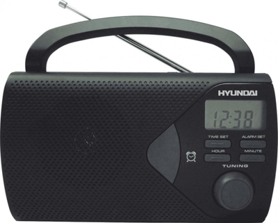 Radio portative Hyundai PR200B, FM/AM, ekran LCD, e zezë