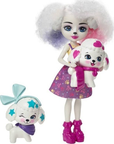 Set lojërash Mattel Enchantimals Poodle Beauty Salon HHC20, 15 pjesë, me efekt ndryshimi ngjyre, shumëngjyrësh
