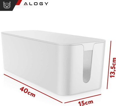 Организациона кутија за кабли Alogy Box Large L, 40 cm, ПВЦ пластика, бела