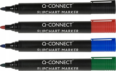 Set markerash flipchart Q-Connect KF15392, majë e rrumbullakët, 10 copë, të zinj