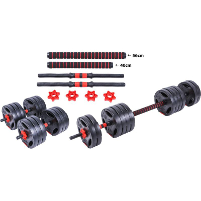 Set pesha Pure2Improve Hybrid, 30 kg, me doreza dhe shufër, i zi me të kuqe