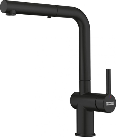 Славина за кујна Франке Active L Spout, извлекувачки туш, мат црна