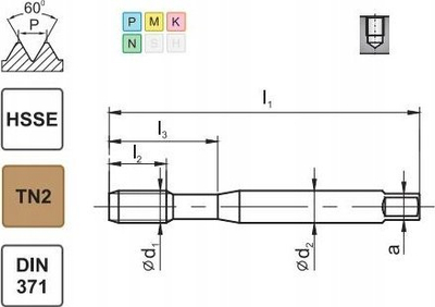 Filetues Fanar M7 DIN-371C, HSSE, i artë