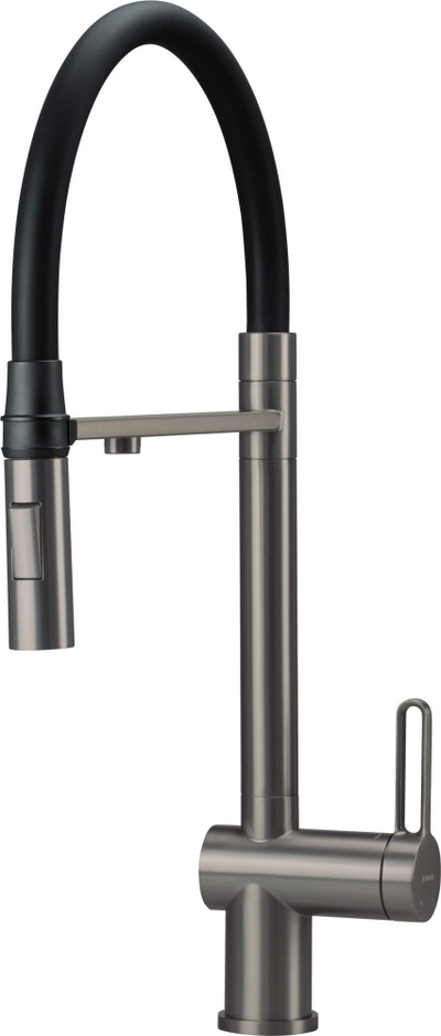 Rubinet kuzhine Deante Magnetic BRM_D75M, çelik inox, grykë e butë, titanium me të zezë