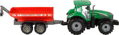 Lodër traktor me rimorkio Leantoys, mekanizëm friksioni, jeshil e kuqe