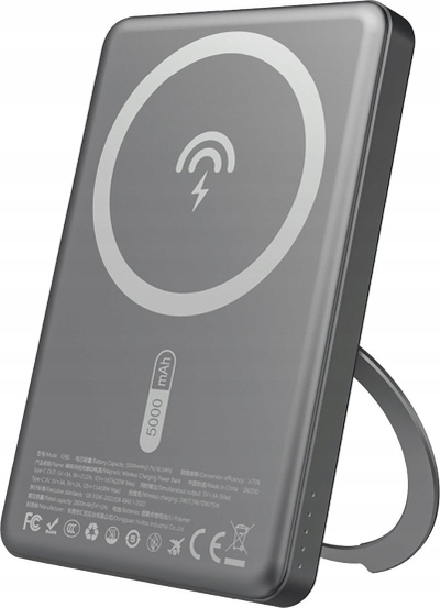 Портабилен полнач Dudao K28S, 5000mAh, 20W PD MagSafe со држач, сив
