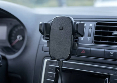 Mbajtës telefoni për makinë Extralink EPH-I1, karikim wireless, për xham ose kangjella ventilimi, i zi