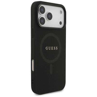 Kapak telefoni Guess Saffiano Classic Logo MagSafe, për iPhone 17 Pro Max, i zi