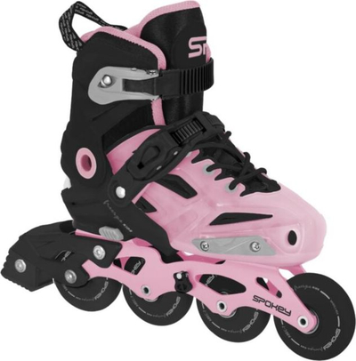 Patina inline për fëmijë Spokey Freespo Kids, e rregullueshme 31-34, rozë e zezë