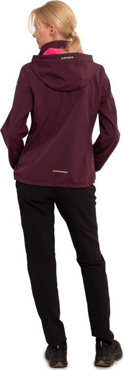 Xhaketë softshell Icepeak BRENHAM për femra, me polar, kapuç i heqshëm, vishnje