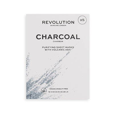 Revolution Skincare Биоразградлива Прочистувачка Маска со Активен Јаглен, Пакет од 5