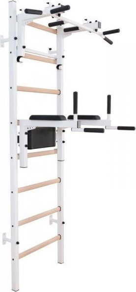 Ribë gjimnastike muri BenchK 232W, dru dhe metal, me shufër tërheqjeje, e bardhë