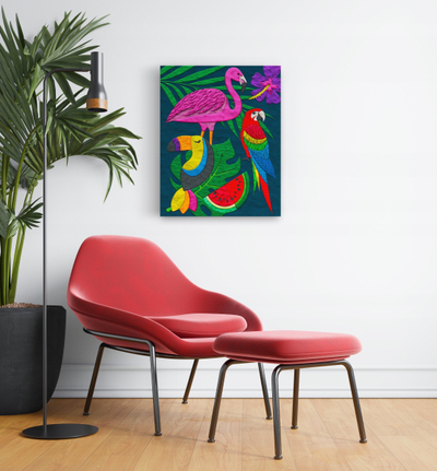 Pikturë në kanavacë Splat Planet Tropical, 30x40cm, shumëngjyrëshe