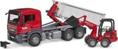Set lodrash Bruder MAN TGS, kamion me kontenier roll off, mini eskavator, 1:16
