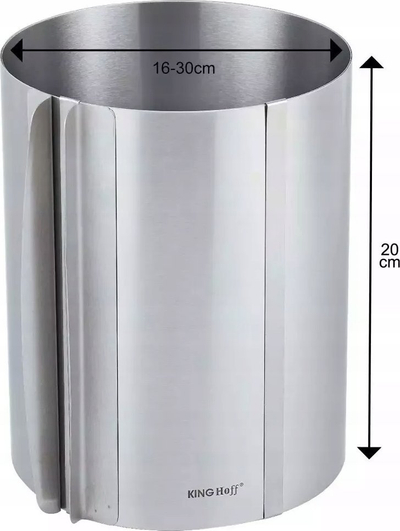 Kallëp rrethor i rregullueshëm për tortë Baking, 16 30 cm, lartësi 20 cm, inox