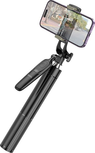 Shkop selfie tripod Hoco K19 me telekomandë Bluetooth, i zi