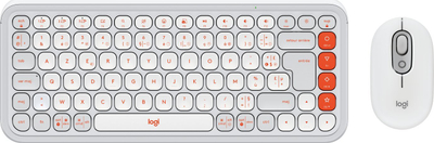 Set tastierë dhe maus Logitech POP Icon, Bluetooth, pa kabllo, e bardhë me portokalli