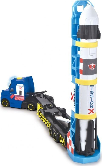 Lodër kamion Dickie Space Mission Truck, me raketë 30cm, me drita dhe zë, shumëngjyrësh