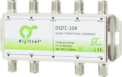Totalizer sinjali Digisat DQTC-104, 1 TV 4 SAT, 4 dalje, metalik