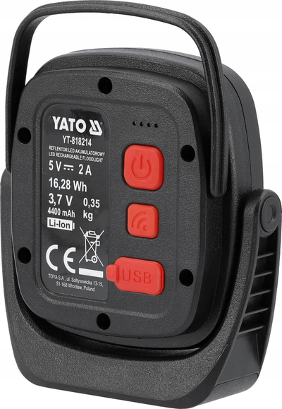 Prozhektor portativ LED Yato YT-818214, 10W 1200lm, sensor lëvizjeje, i zi