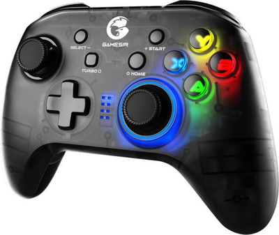 Безжичен гејмпад GameSir T4 Pro, мултиплатформски, LED RGB, проѕирен