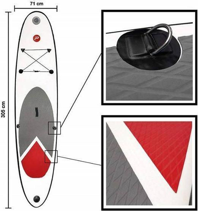 Dërrasë frymëse SUP Pure4Fun Basic 305, set me pompë, 100 kg, e bardhë