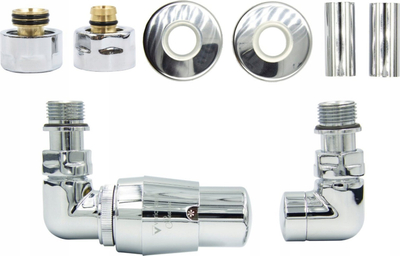 Set valvulash termostatike Thermo Three-axis Vision Chrome Left Pex AiO, për radiator me hyrje poshtë majtas, për tuba alu-pex 16mm, krom