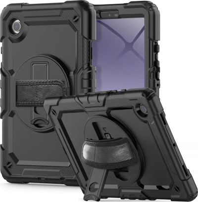 Mbulesë mbrojtëse Tech-Protect Solid360 për Samsung Galaxy Tab A9 8.7, me këmbë mbajtëse, me rrip dore, e zezë