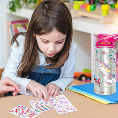 Set kreativ shishe uji Unicorn DIY, mozaik diamanti 5D, me ngjyra shumëngjyrëshe