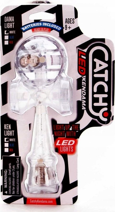 Lodër kendama Catchy LED Kendama, me drita LED, blu me top të bardhë