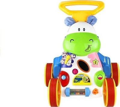 Lodër ecëse për bebe Hippo, me muzikë, dorezë e rregullueshme, shumëngjyrëshe