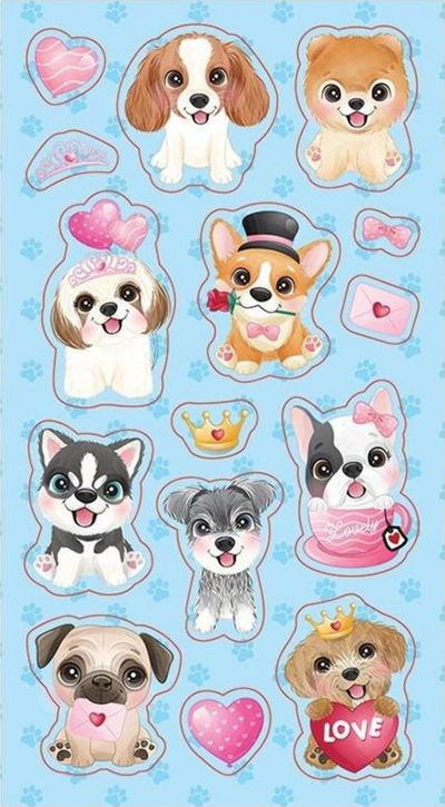 Stickerë dekorativë Small Dog Stickers, ngjitës, shumëngjyrësh