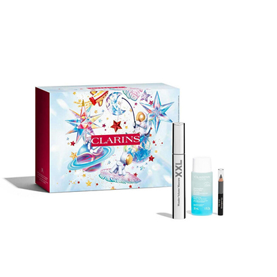 Set për grim Clarins Look Occhi XXL, heqës grimi për sytë 30 ml + maskarë voluminoze për qerpikë 8 ml + laps për sy 0.39 g