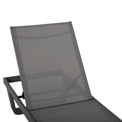 Shezlong alumini Rickon HM6292.01, pëlhurë Teslin, 198x61.5x97cm, gri e errët