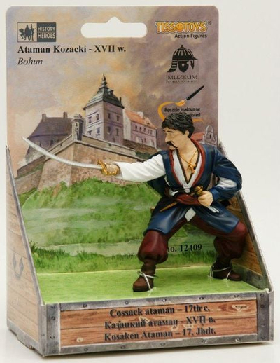 Figurë luftaraku Bohun Cossack Ataman 17th c, 8.2cm, për fëmijë mbi 3 vjeç, shumëngjyrëshe
