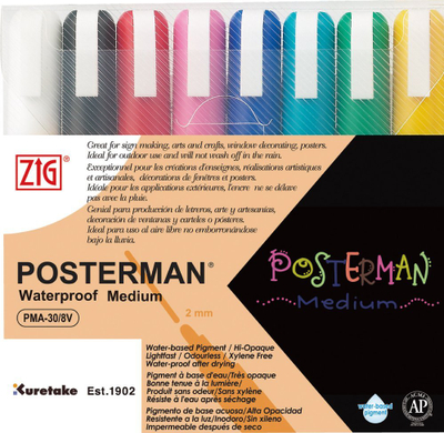 Set markues Zig POSTERMAN Medium, 2mm, 8 copë, me shumë ngjyra