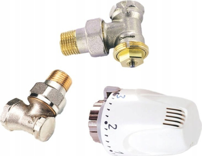 Set termostatik i kënduar Comap PL808W5428, DN15, për radiatorë, i bardhë