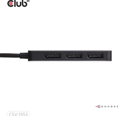 USB Ц клуб3д CSV-1550 хаб, 3x дисплејпорт, 4K 60Hz, црн