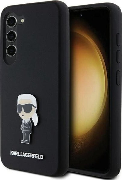 Cover telefoni Karl Lagerfeld Silicone Ikonik Metal Pin për Samsung Galaxy S23, silikon, PC TPU, i zi