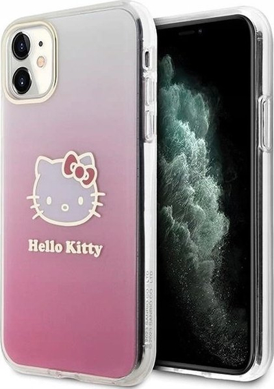 Mbulesë telefoni Hello Kitty HKHCN61HDGKEP, për iPhone 11 XR 6.1", hardcase TPU, rozë me gradient