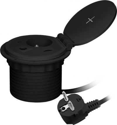 Prizë e mobiljes me induksion, Ø8 cm, USB A C, e zezë