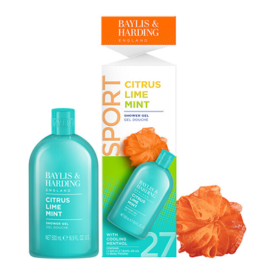 Set për meshkuj Baylis & Harding Citrus, Lime & Mint, xhel dushi 500 ml + sfungjer për trup