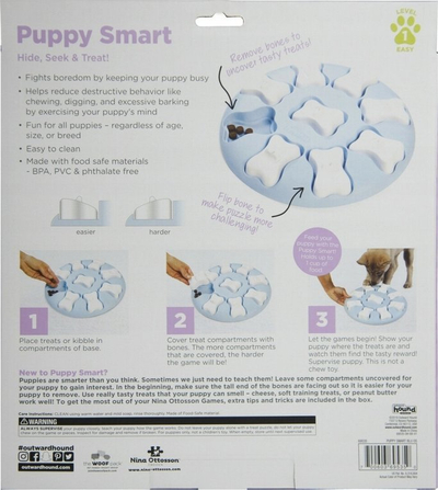 Интерактивна сложувалка играчка за кучиња Outward Hound Nina Ottosson Puppy Smart, Level 1 Beginner, сина