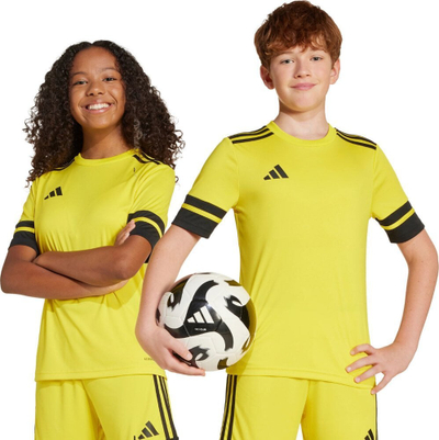 Bluzë sportive për kalamaj adidas Squadra 25 Jr JJ0056, material Aeroready, poliester i ricikluar
